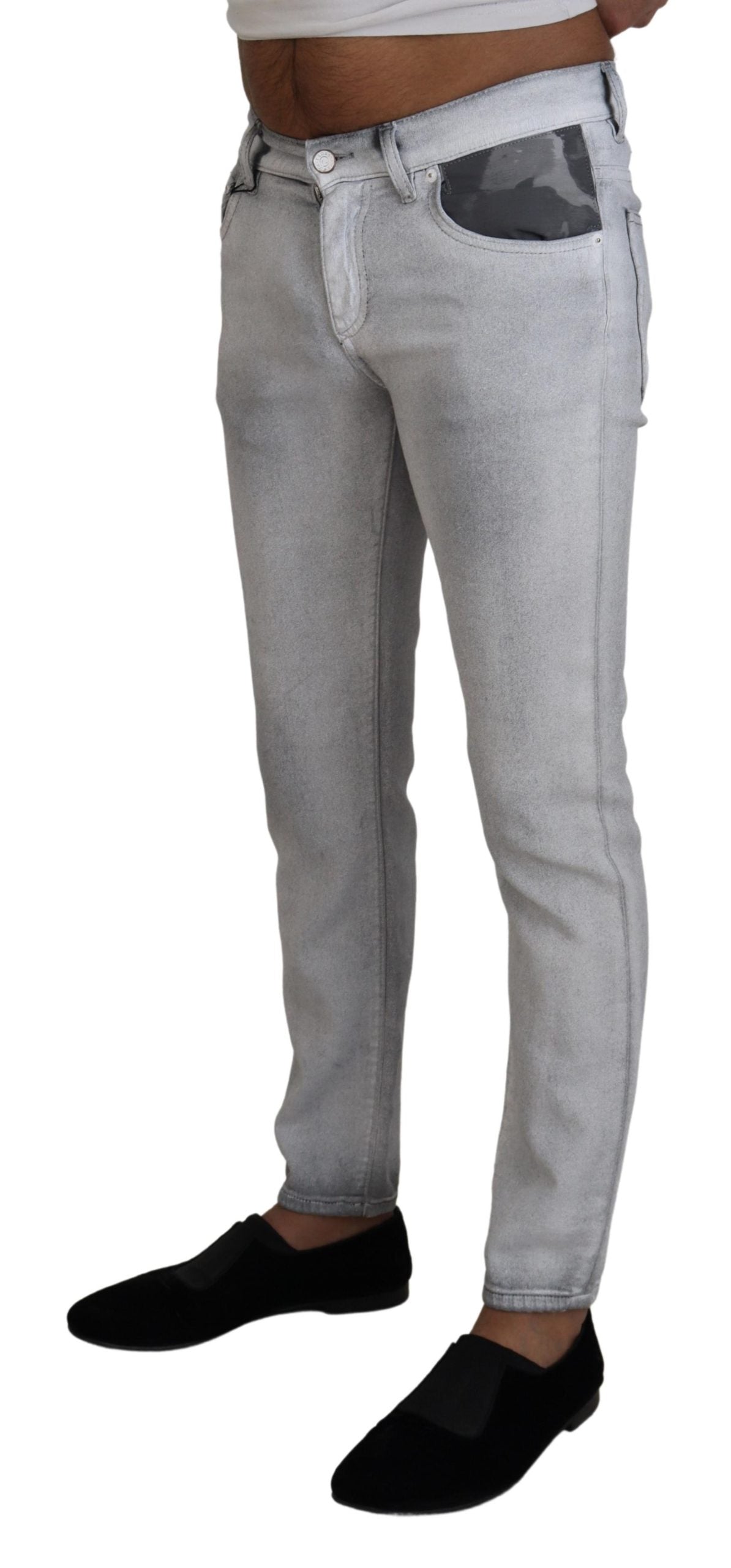 Pantalones elegantes de mezcla de algodón lavado gris