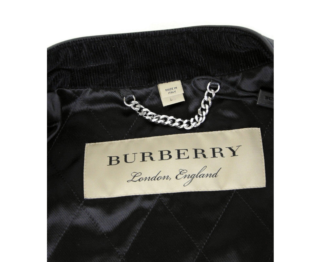 Burberry zwart leren diamant gewatteerd bikerjack voor heren