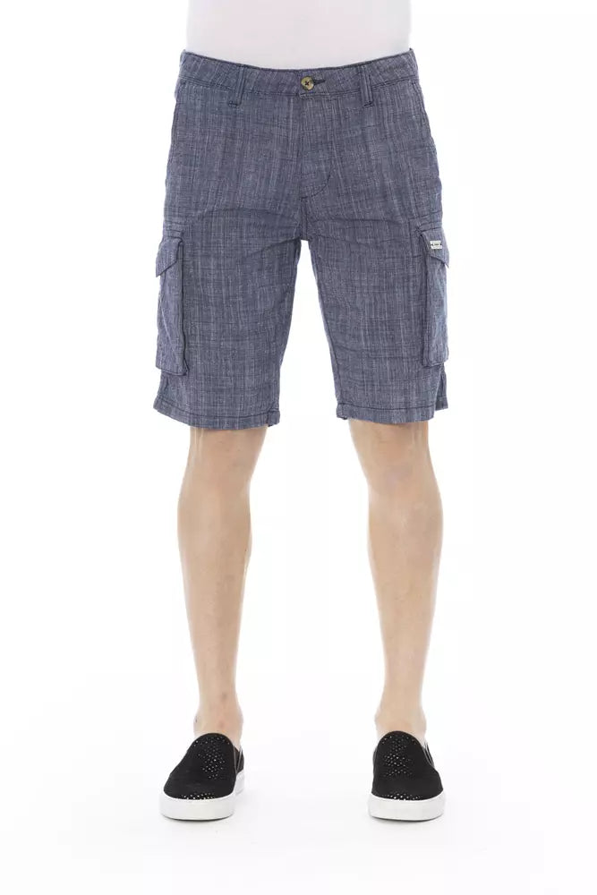 Chique blauwe katoenen cargoshort