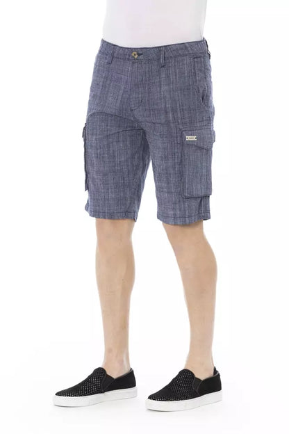 Chique blauwe katoenen cargoshort