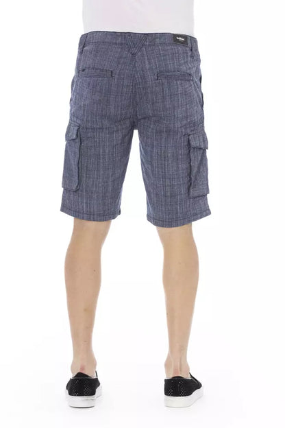 Chique blauwe katoenen cargoshort