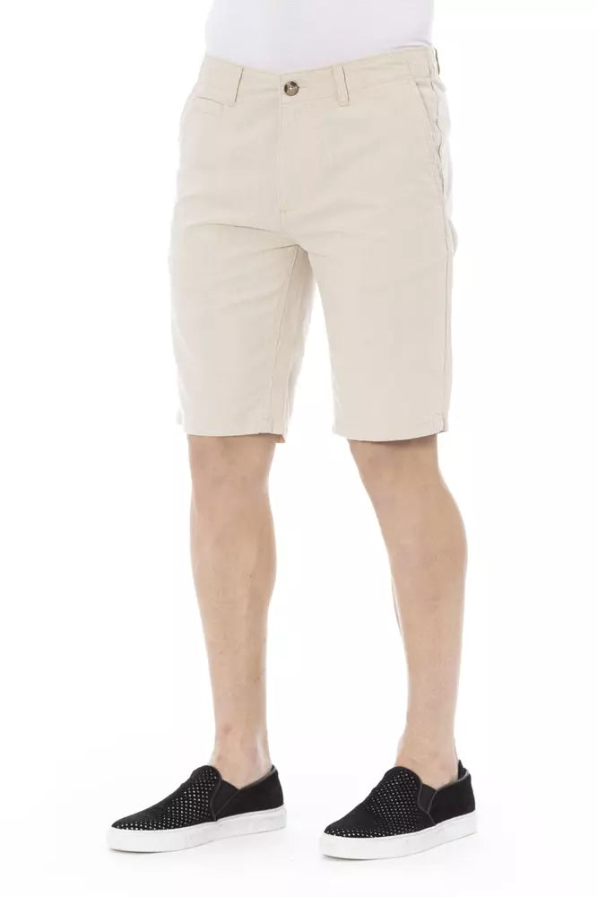 Beige katoenen bermudashort