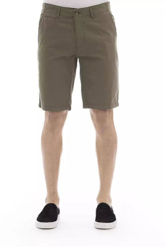 Strakke legerbermudashort met knoopsluiting