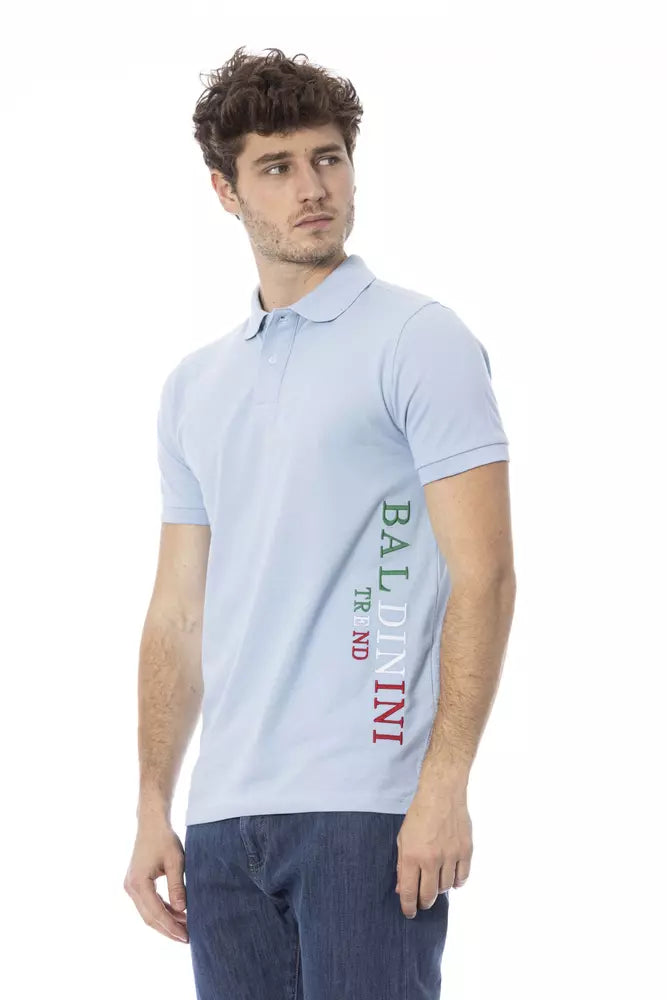 Light Blue Cotton Men Polo