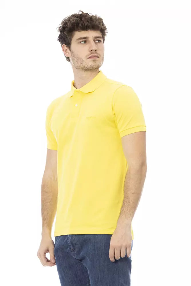 Polo de algodón amarillo sol con bordado elegante