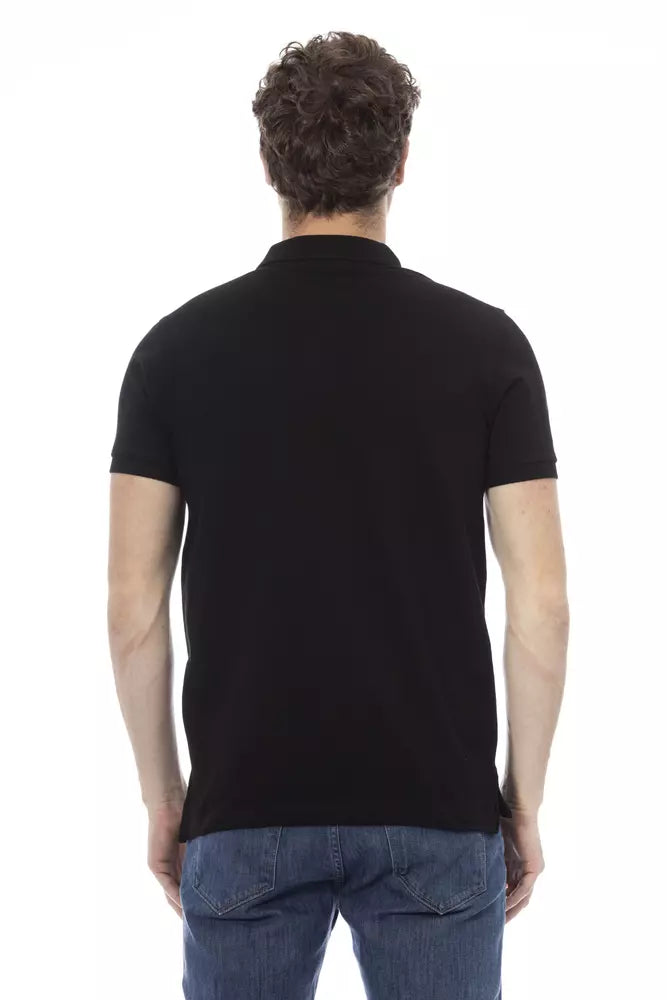 Black Cotton Men Polo