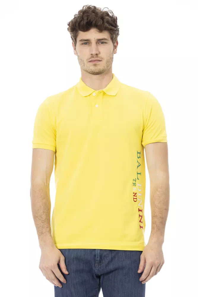 Polo elegante de algodón de manga corta amarillo