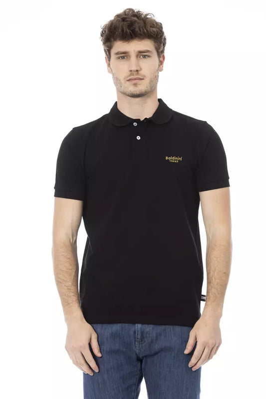 Elegante Polo de Algodón Negro con Bordado