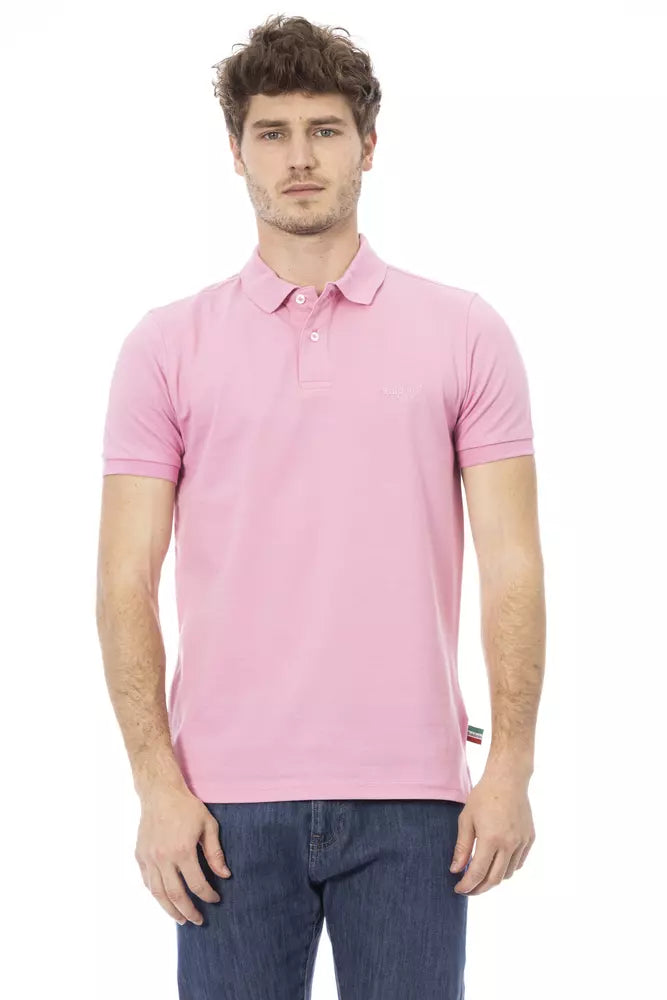 Polo elegante de algodón rosa con bordado elegante