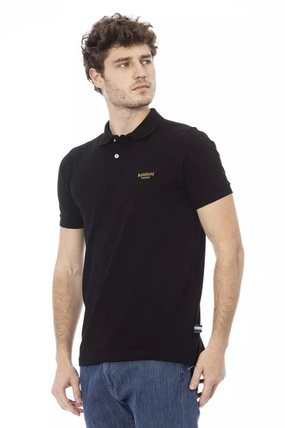 Elegante Polo de Algodón Negro con Bordado