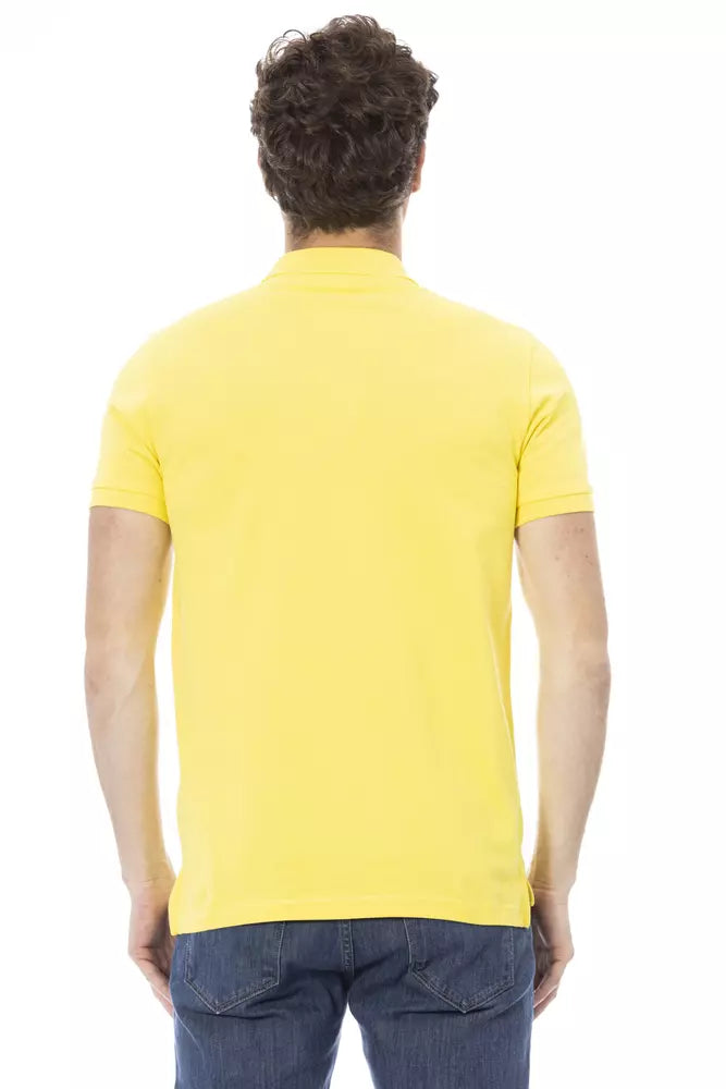 Polo elegante de algodón de manga corta amarillo