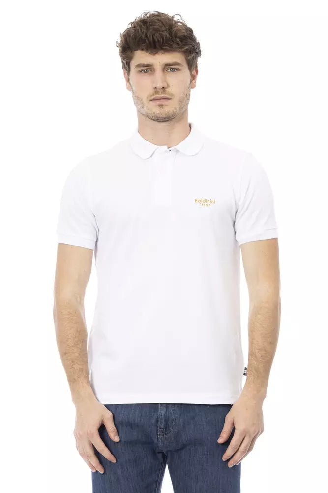 Elegante polo de algodón blanco con bordado elegante