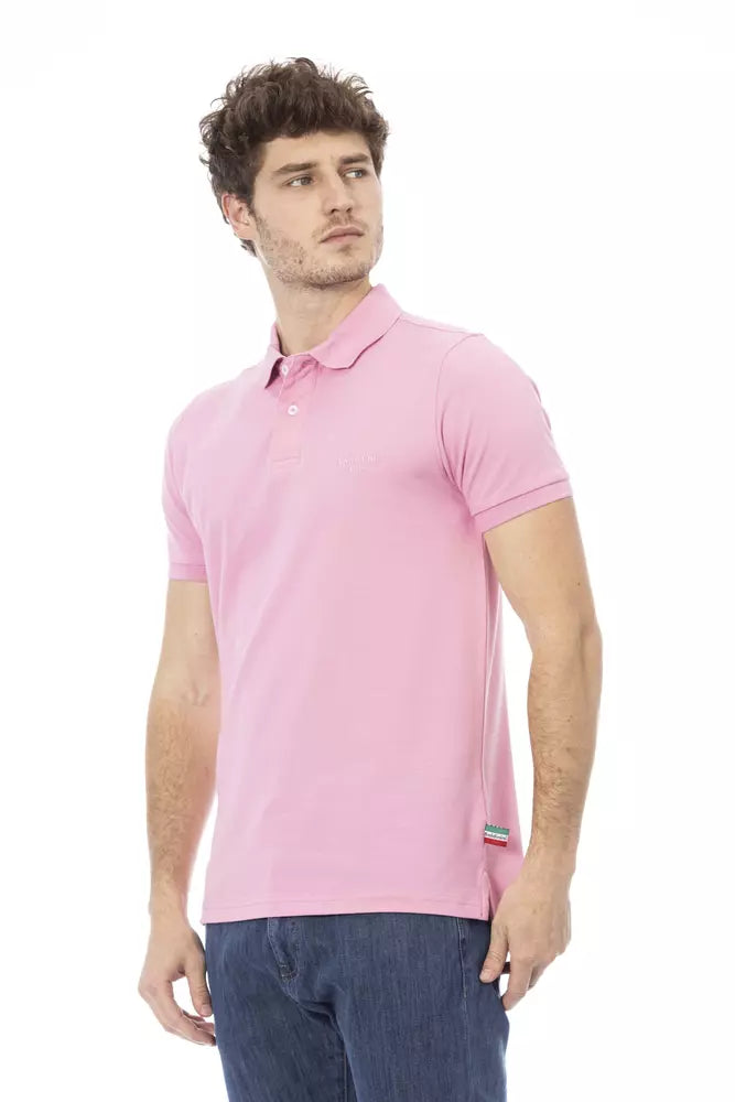 Polo elegante de algodón rosa con bordado elegante