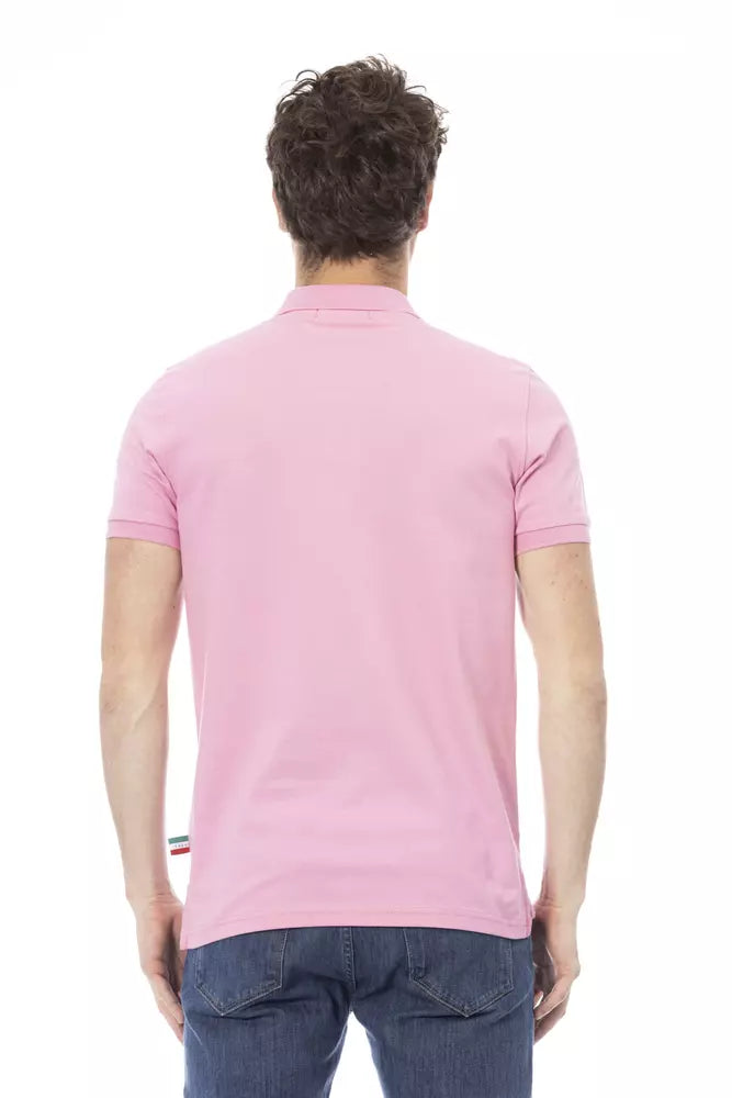 Polo elegante de algodón rosa con bordado elegante