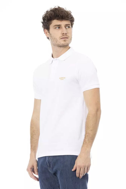 Elegante witte katoenen polo met chique borduursel