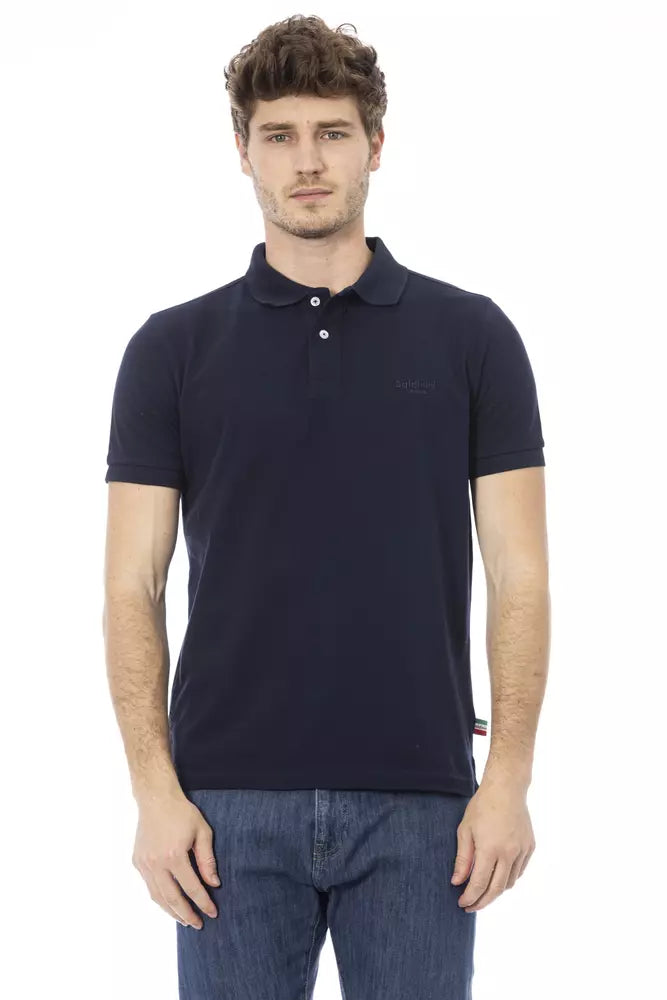 Elegante polo de algodón azul con bordado elegante