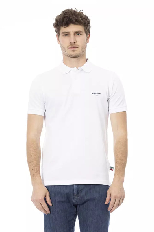 Polo elegante de algodón blanco con bordado elegante