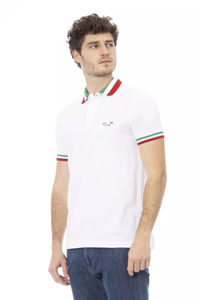 White Cotton Men Polo Shirt