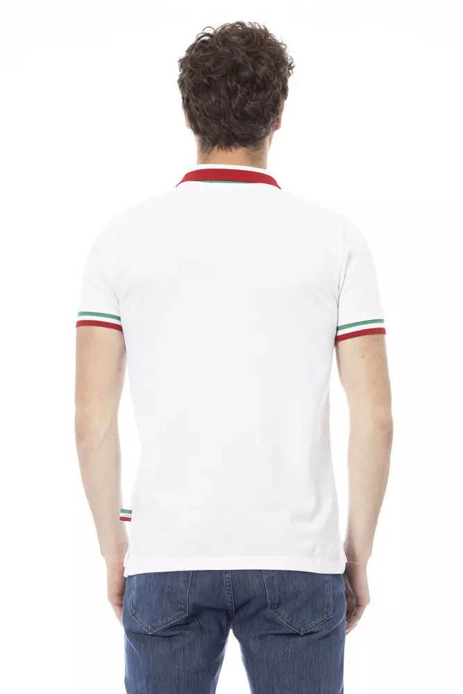 White Cotton Men Polo Shirt