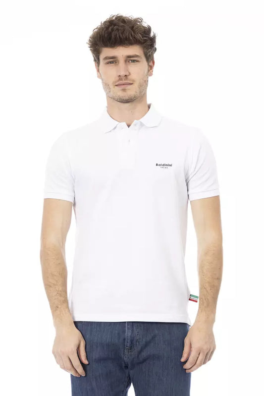 Polo elegante bordado blanco con mangas cortas