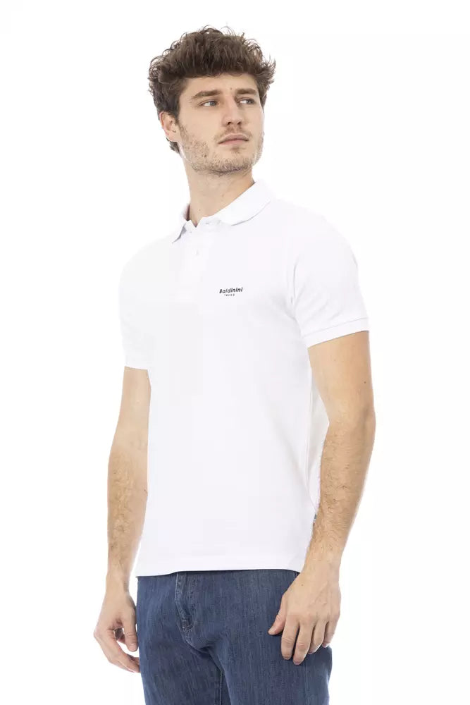 Polo elegante bordado blanco con mangas cortas