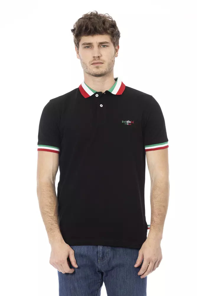 Black Cotton Men Polo