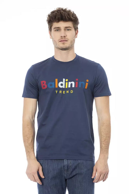 Elegant blauw T-shirt met ronde hals en korte mouwen