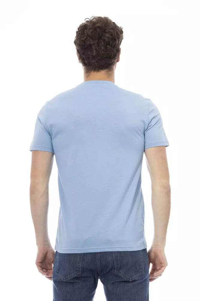 Light Blue Cotton Men T-Shirt