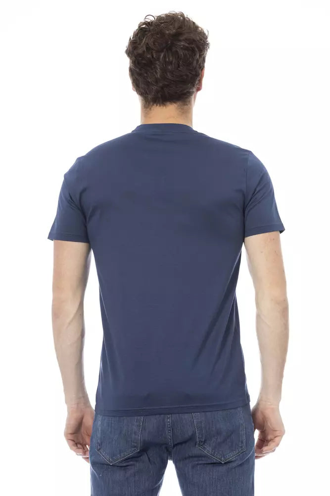 Elegant blauw T-shirt met ronde hals en korte mouwen