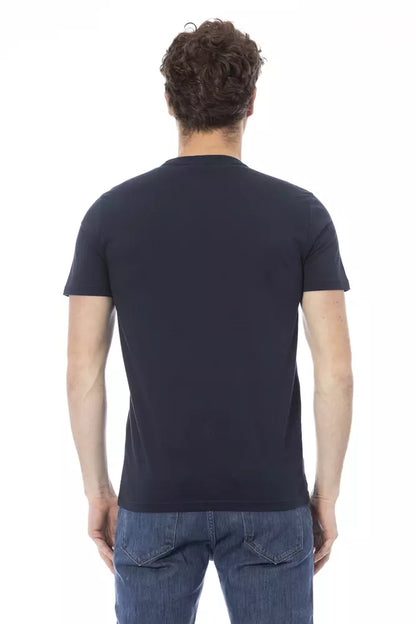 Chique blauw katoenen T-shirt met print op de voorkant