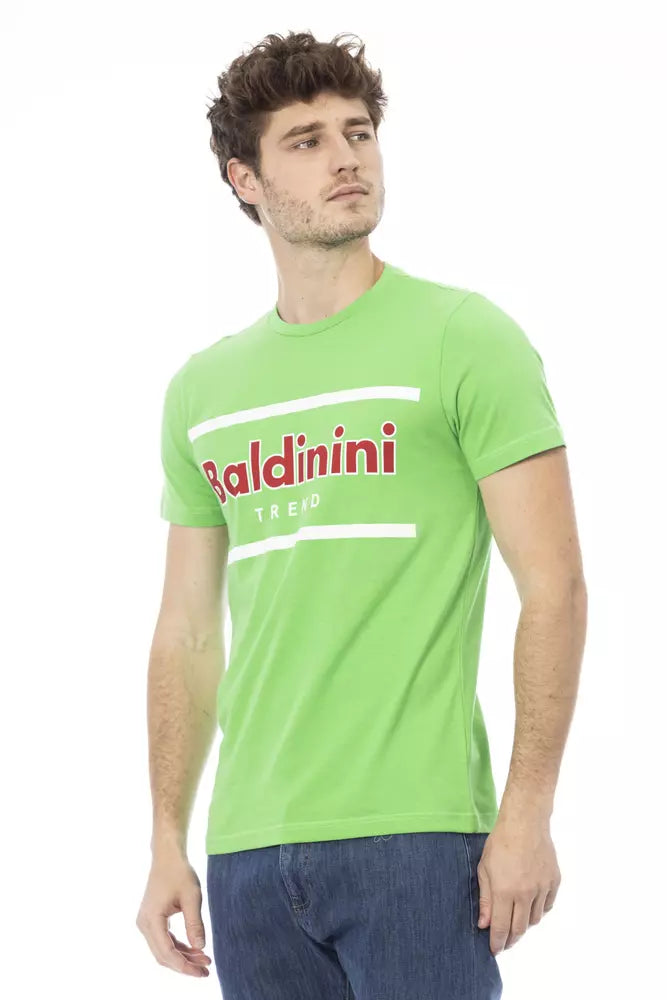 Camiseta de algodón esmeralda con estampado exclusivo