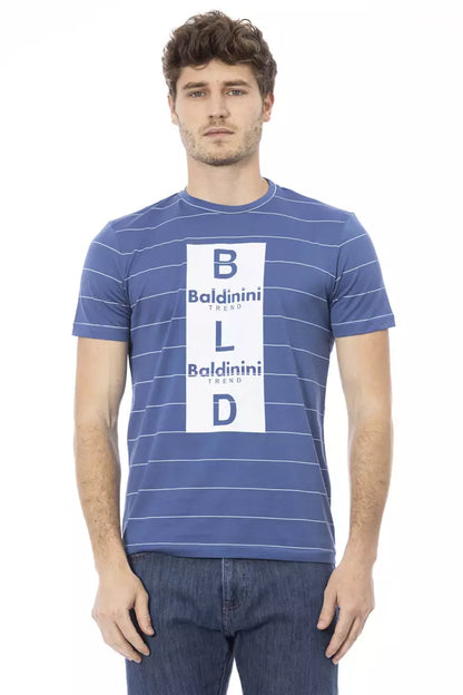 Chique blauw katoenen T-shirt met print op de voorkant