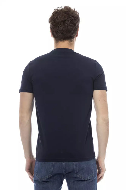 Chique blauw katoenen T-shirt met ronde hals