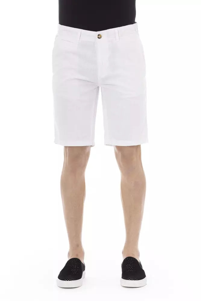 White Cotton Men Bermuda Shorts