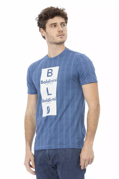 Elegante camiseta de algodón azul claro con estampado chic