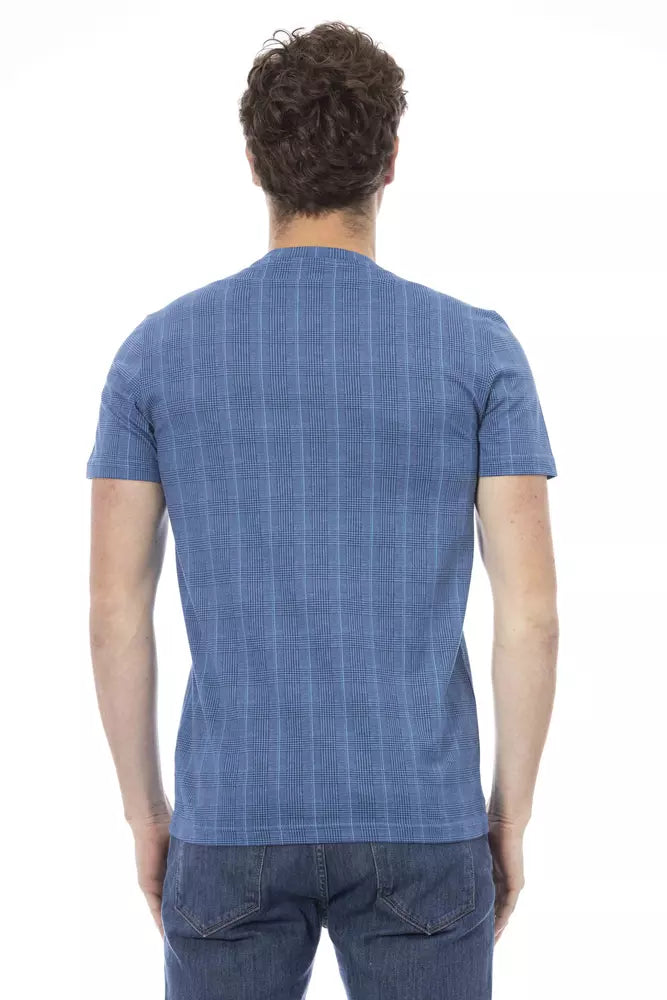 Elegante camiseta de algodón azul claro con estampado chic