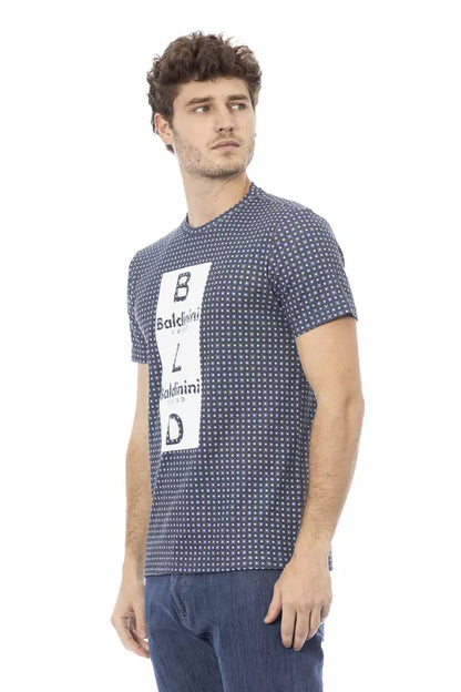 Elegante camiseta de algodón gris con estampado frontal llamativo