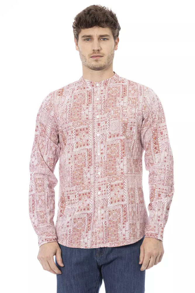 Elegant Crimson Mandarijn kraag shirt