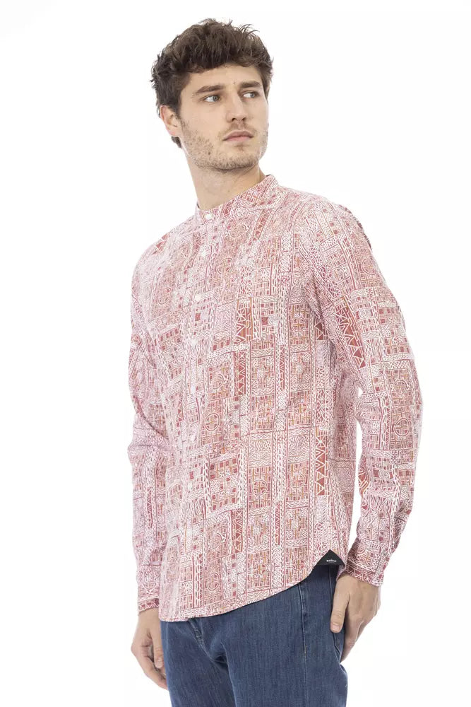 Elegant Crimson Mandarijn kraag shirt