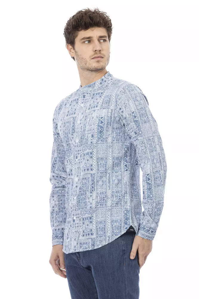 Camisa elegante de algodón con cuello mao