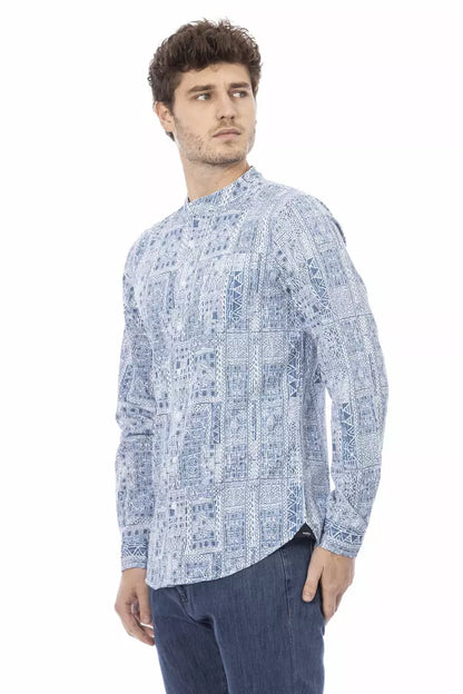 Camisa elegante de algodón con cuello mao