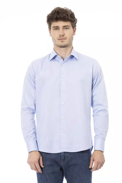 Elegante camisa de vestir italiana celeste