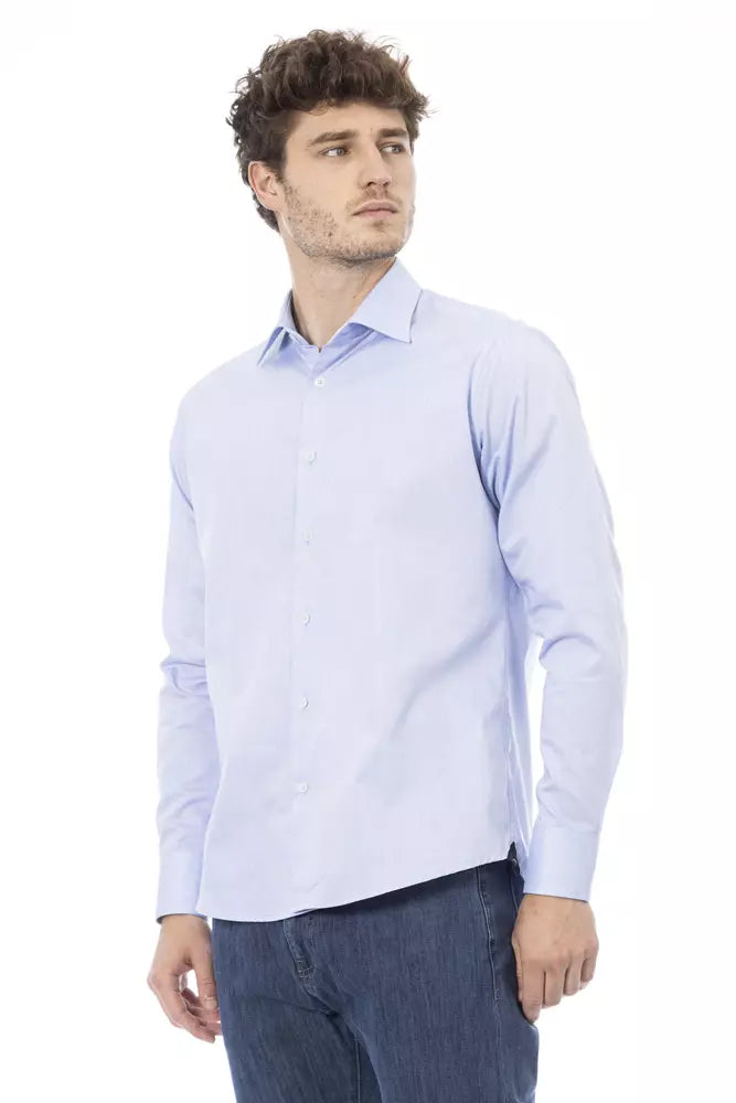 Elegante camisa de vestir italiana celeste