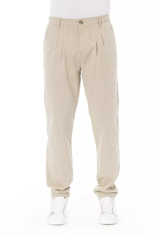 Beige Cotton Men Chino Pants