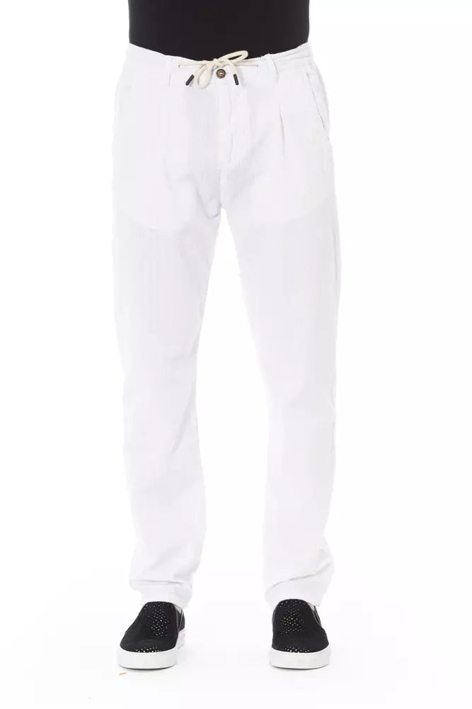 Elegante witte katoenen chinobroek