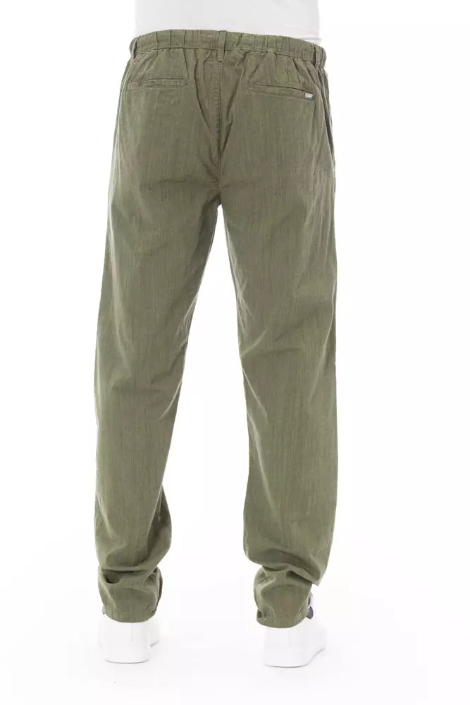 Pantalón chino elegante de algodón en verde militar