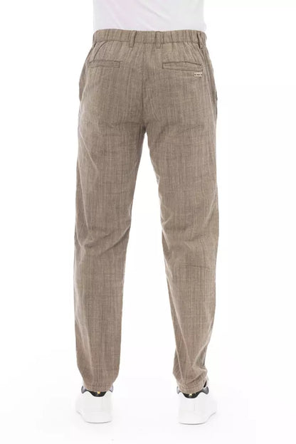 Beige Cotton Men Chino Pants