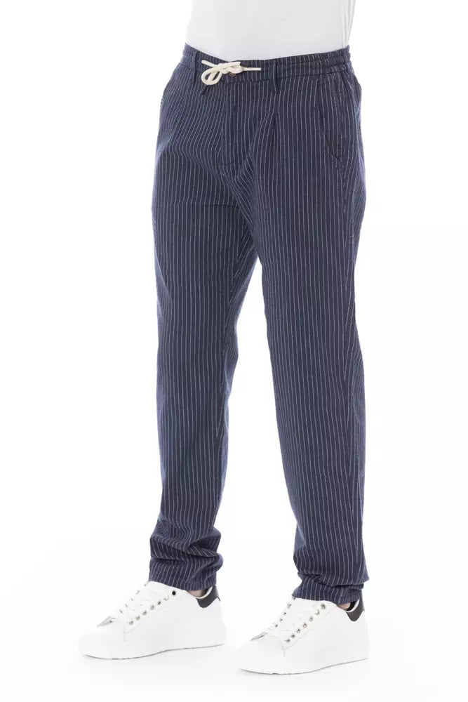 Pantalón chino azul chic con cordón