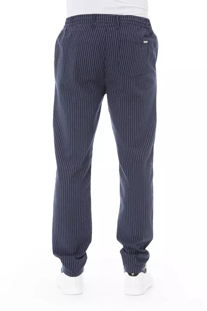 Pantalón chino azul chic con cordón