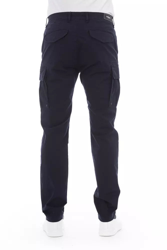 Blue Cotton Men Cargo Trouser